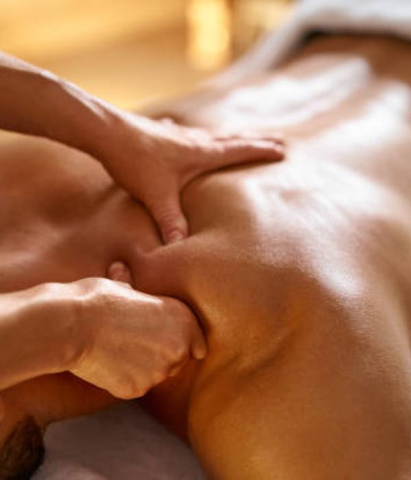Close-up of a man getting massage